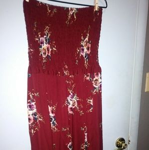 Burgundy Strapless Dress